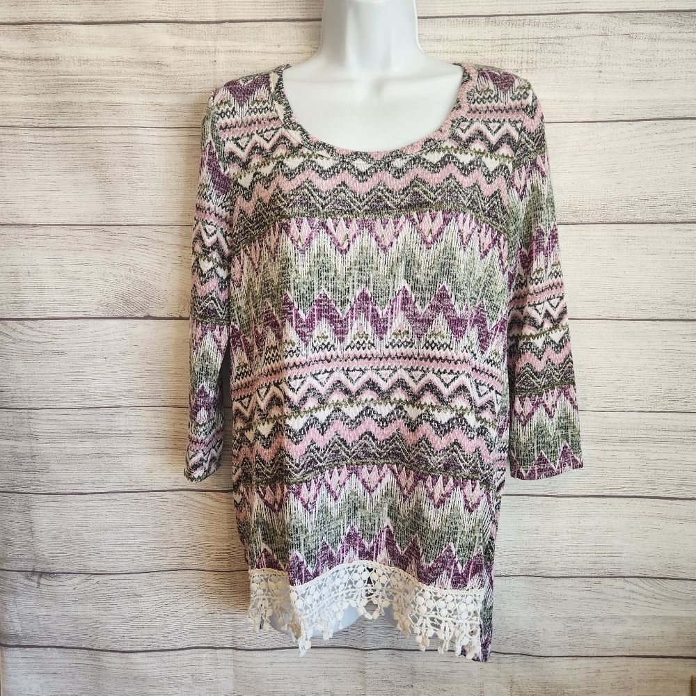 Absolutely Fabulous Small 3/4 Sleeve Purple Blouse